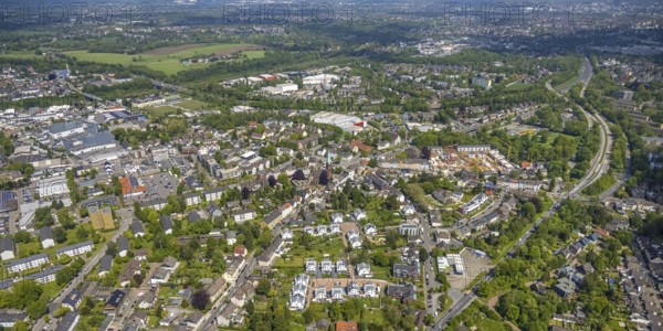Aerial view, site view, construction site and new construction residential area Rudolf-Harbig-Straße, Heißen - Mitte, Mülheim an der Ruhr, Ruhr area, North Rhine-Westphalia, Germany, construction work, construction area, building site, building plots, construction crane, construction project, construction site, property developer Wilma Wohnen, DE, Europe, property tax, real estate, aerial view, aerial photography, aerial photography, new building, overview, bird's-eye view, residential estate, living and living, residential area, residential buildings, residential quality, residential neighbourhood, housing estate, birds-eyes view, overview