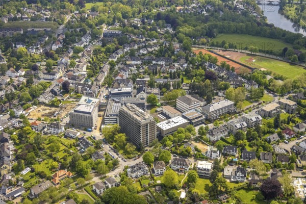 Aerial view, Max Planck Institute, construction site, Holthausen - West, Mülheim an der Ruhr, Ruhr area, North Rhine-Westphalia, Germany, construction work, construction area, building site, building plots, construction project, DE, Europe, research institute, high-rise buildings, aerial photograph, aerial photography, aerial photography, new building, Stiftstraße, overview, bird's-eye view, birds-eyes view, overview