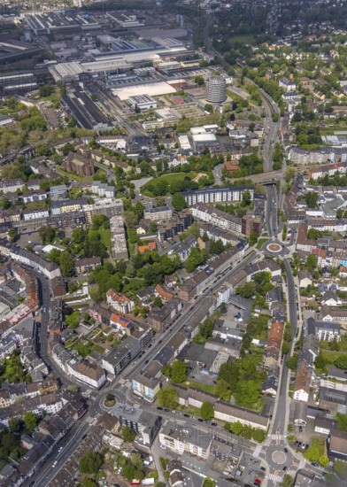 Aerial view, Geneba Industrial Park, Altstadt II, Mülheim an der Ruhr, Ruhr area, North Rhine-Westphalia, Germany, DE, Europe, commercial enterprises, commercial area, commercial area, commercial location, commercial use, industrial area, industrial location, roundabout, roundabout, aerial view, aerial photography, aerial photography, overview, bird's-eye view, overview