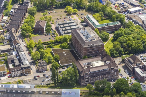 Aerial view, Haus der Wirtschaft, Mannesmann Röhrenwerke, Mannesmann Precision Tubes GmbH, Altstadt II, Mülheim an der Ruhr, Ruhr area, North Rhine-Westphalia, Germany, DE, Europe, commercial enterprises, commercial area, commercial location, commercial use, industrial area, industrial location, aerial photograph, aerial photography, aerial photography, overview, bird's-eye view, birds-eyes view, overview