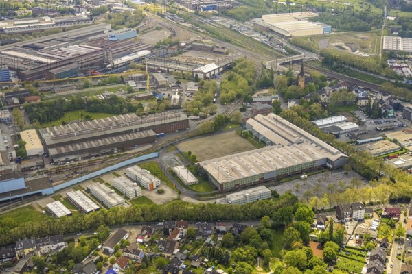 Aerial photograph, HSPV North Rhine-Westphalia, University of Applied Sciences for Police and Public Administration, Industriestraße, Styrum, Mülheim an der Ruhr, Ruhr area, North Rhine-Westphalia, Germany, authority, DE, Europe, aerial photograph, aerial photography, aerial photography, police, overview, administration, bird's-eye view, overview