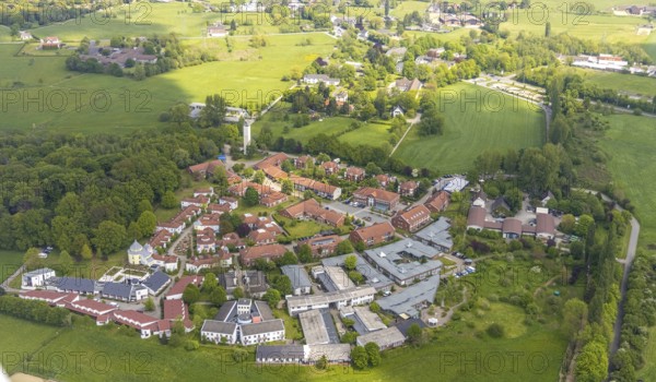 Aerial view, Das Dorf - Wohnen im Alter, Saarn - Süd, Mülheim an der Ruhr, Ruhr area, North Rhine-Westphalia, Germany, retirement home, retirement home, nursing home, care and nursing, DE, Europe, aerial view, aerial photography, aerial photography, care facility, Schäfershäuschen, retirement home, retirement residence, retirement home, senior citizens' centre, Theodor Fliedner Foundation, overview, bird's eye view, residential complex, housing and living, quality of living, housing estate, birds-eyes view, overview