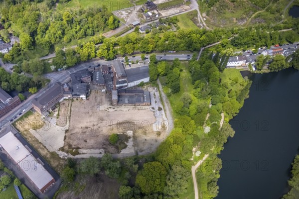 Aerial view, Leather and Tanner Museum on the Ruhr River, Saarn, Mülheim an der Ruhr, Ruhr area, North Rhine-Westphalia, Germany, brownfield, DE, Europe, aerial view, aerial photography, aerial photography, museum, overview, bird's-eye view, overview
