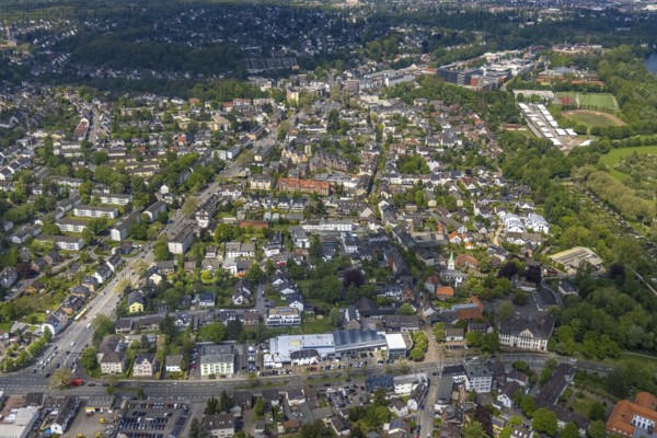 Aerial view, local view Saarn, Mülheim an der Ruhr, Ruhr area, North Rhine-Westphalia, Germany, DE, Europe, property tax, real estate, aerial view, aerial photography, aerial photography, overview, bird's-eye view, housing estate, living and living, residential area, residential buildings, residential quality, residential neighbourhood, housing estate, birds-eyes view, overview