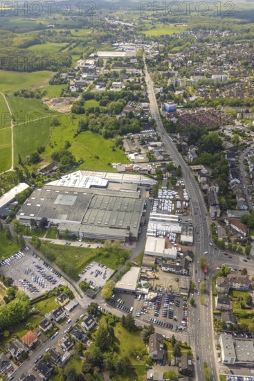 Aerial view, thyssenkrupp Presta Mülheim, Kölner Straße, Saarn, Mülheim an der Ruhr, Ruhr area, North Rhine-Westphalia, Germany, DE, Europe, commercial enterprises, commercial area, commercial location, commercial use, industrial area, industrial location, aerial photograph, aerial photography, aerial photography, overview, bird's-eye view, bird's-eye view, overview