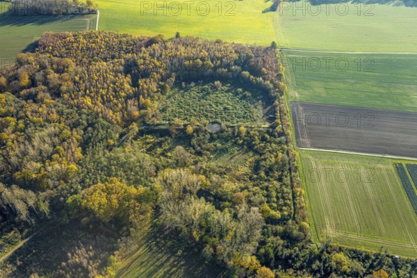 Aerial view, landfill at Koksbeyweg in the district Ostsümmern in Menden, Sauerland, North Rhine-Westphalia, Germany, DE, landfill, Europe, aerial view, aerial photography, aerial photography, Menden, overview, bird's-eye view, overview