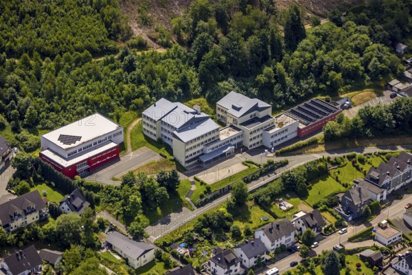 Aerial photo, Berufskolleg des Kreises Olpe, Altenhundem, Lennestadt, Sauerland, North Rhine-Westphalia, Germany, vocational school, education, educational institution, DEU, Europe, college, teaching institute, aerial photo, aerial photography, aerial photography, school, overview, bird's-eye view, birds-eyes view, overview