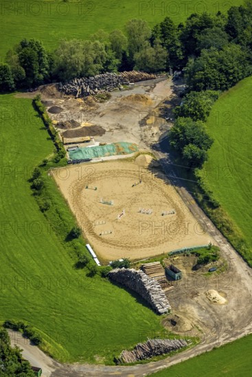 Aerial view, riding centre in Kickenbach, Altenhundem, Lennestadt, Sauerland, North Rhine-Westphalia, Germany, DEU, Europe, aerial view, aerial photography, aerial photography, show jumping, overview, bird's-eye view, overview