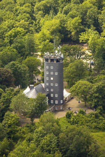 Aerial view, Hohe Bracht observation tower with café, Hofolpe, Lennestadt, Sauerland, North Rhine-Westphalia, Germany, viewing platform, DEU, Europe, gastronomy, aerial view, aerial photography, aerial photography, broadcasting tower, ski resort, tower, overview, bird's-eye view, overview