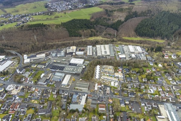 Aerial view, construction site and new building residential area Lebenswert-Deichwald am Johannes-Rau-Weg, Buschhütten, Kreuztal, Sauerland, North Rhine-Westphalia, Germany, construction work, construction area, building site, building plots, construction project, construction site, DE, Europe, property tax, real estate, Siegen-Wittgenstein district, aerial view, aerial photography, aerial photography, new building, overview, bird's-eye view, housing estate, housing and living, residential area, residential buildings, residential quality, residential neighbourhood, housing estate, birds-eyes view, overview