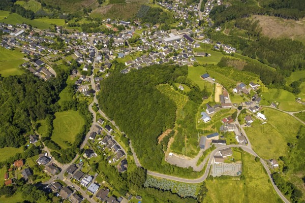 Aerial view, Oedingerberg Chapel, Lennestadt, Sauerland, North Rhine-Westphalia, Germany, place of worship, DEU, Europe, sacred site, chapel, aerial view, aerial photography, aerial photography, religious site, overview, bird's-eye view, overview