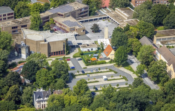 Aerial photo, Städtisches Gymnasium Kamen, Kolonie Tannenberg, Kamen, Ruhr area, North Rhine-Westphalia, Germany, education, educational institution, DE, Europe, grammar school, teaching institute, aerial photo, aerial photography, aerial photography, school, overview, bird's-eye view, birds-eyes view, overview