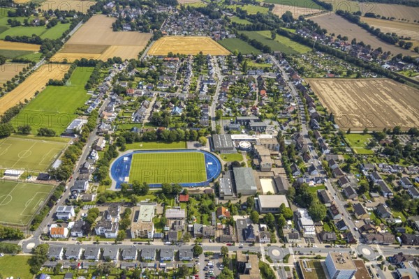 Aerial view, SportCentrum Kaiserau in the district of Kaiserau, Kamen, Ruhr area, North Rhine-Westphalia, Germany, DE, Europe, Football and Athletics Association of Westphalia, football pitch, aerial view, aerial photography, aerial photography, sports facilities, sports field, Kaiserau sports school, sports facility, sports centre, overview, bird's eye view, overview