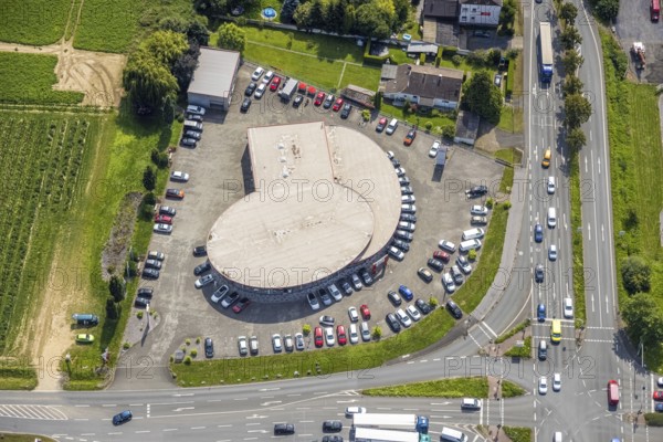 Aerial view, commercial area Unna / Kamen with TCB Automobile, Kamen, Ruhr area, North Rhine-Westphalia, Germany, DE, Europe, commercial enterprises, commercial area, commercial park, commercial location, commercial use, freight traffic, industrial area, industrial building, industrial location, logistics, logistics service, logistics service provider, logistics provider, logistics centre, aerial view, aerial photography, aerial photography, overview, bird's-eye view, overview