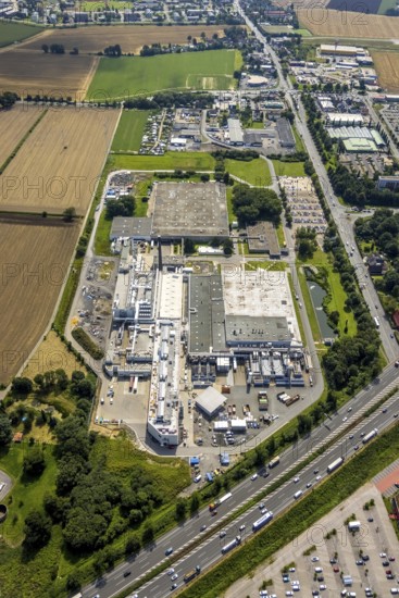 Aerial view, commercial area Unna / Kamen with 3M Deutschland GmbH, Kamen, Ruhr area, North Rhine-Westphalia, Germany, DE, Europe, commercial enterprises, commercial area, commercial park, commercial location, commercial use, industrial area, industrial building, industrial location, aerial photograph, aerial photography, aerial photography, overview, bird's-eye view, overview