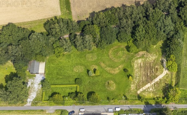 Aerial view, meadow at the Werver Mark in the district Heeren-Werve, Kamen, Ruhr area, North Rhine-Westphalia, Germany, DE, Europe, aerial view, aerial photography, aerial photography, overview, bird's-eye view, overview
