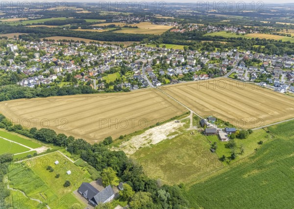 Aerial view, agricultural fields Carolinenweg Reuterstraße, Landweg, Holzwickede, Ruhr area, North Rhine-Westphalia, Germany, DE, Europe, agricultural fields, aerial view, aerial photography, aerial photography, overview, bird's-eye view, overview
