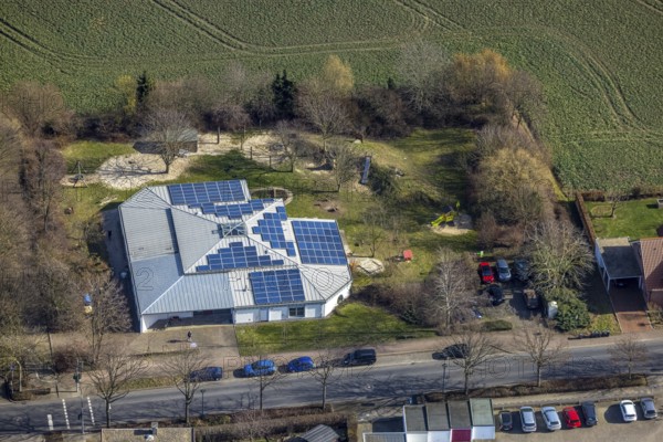 Aerial view, Kindergarten AWO Friedhofstraße, Freiberg, Holzwickede, Ruhr area, North Rhine-Westphalia, Germany, DE, Europe, birds-eyes view, aerial photography, aerial photography, overview, overview, bird's eye view