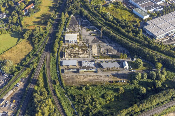 Aerial view, construction site Rottstraße at the motorway junction Herne in the district Baukau-West in Herne, Ruhr area, North Rhine-Westphalia, Germany, construction work, construction area, building site, building plots, construction project, construction site, DE, Europe, Herne, aerial view, aerial photography, aerial photography, overview, bird's-eye view, overview