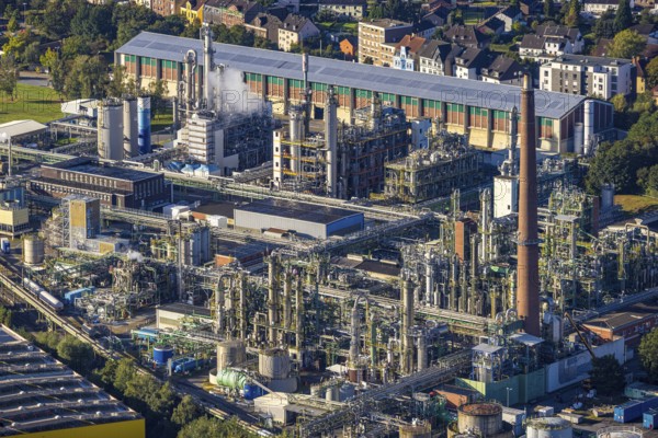 Aerial view, Evonik Industries AG in the district Eickel in Herne, Ruhr area, North Rhine-Westphalia, Germany, DE, Europe, commercial enterprises, commercial area, commercial site, commercial use, Herne, industrial area, industrial building, industrial site, aerial photograph, aerial photography, aerial photography, overview, bird's-eye view, overview