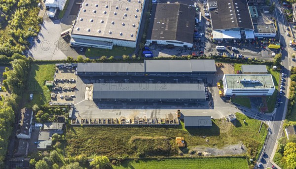Aerial view, new building central depot at the Meesmannstraße in the district Holsterhausen in Herne, Ruhr area, North Rhine-Westphalia, Germany, DE, Europe, Herne, aerial view, aerial photography, aerial photography, overview, bird's-eye view, overview