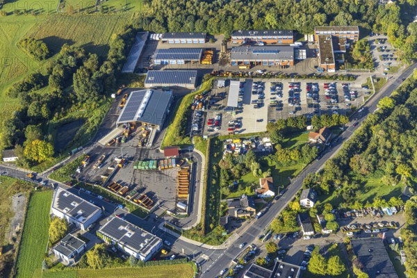 Aerial view, recycling centre Herne in the district Holsterhausen in Herne, Ruhr area, North Rhine-Westphalia, Germany, DE, Europe, commercial enterprises, commercial area, commercial area, commercial location, commercial use, Herne, vehicle registration authority, aerial view, aerial photography, aerial photography, recycling centre, overview, bird's eye view, recycling centre Herne, birds-eyes view, overview