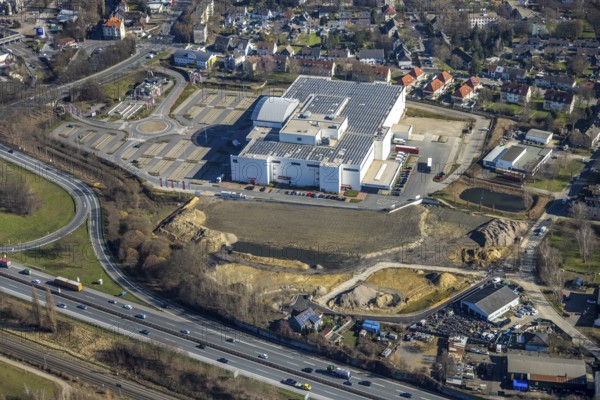 Aerial view, Zurbrüggen Wohn-Zentrum Herne, Herne-Süd, Herne, Ruhr area, North Rhine-Westphalia, Germany, Am Westerfeld, DE, Europe, commercial enterprises, commercial area, commercial park, commercial location, commercial use, aerial photograph, aerial photography, aerial photography, metropolitan region Rhine-Ruhr, furniture store, overview, bird's-eye view, birds-eyes view, overview