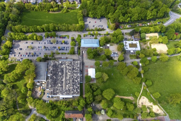 Aerial view, Hannibal Arena Herne, Am Revierpark, Herne ice rink, Börnig, Herne, Ruhr area, North Rhine-Westphalia, Germany, DE, ice rink, ice hockey, Europe, hall, aerial view, aerial photography, aerial photography, sports, overview, bird's-eye view, overview