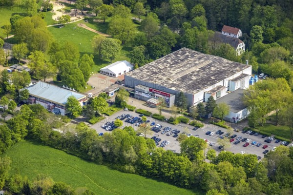 Aerial view, Hannibal Arena Herne im Revierpark Gysenberg, Herne ice rink, Börnig, Herne, Ruhr area, North Rhine-Westphalia, Germany, Am Revierpark, DE, ice rink, Europe, hall, aerial view, aerial photography, aerial photography, sports, overview, bird's-eye view, overview