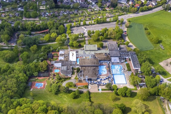 Aerial view, LAGO Die Therme im Revierpark Gysenberg, Börnig, Herne, Ruhr area, North Rhine-Westphalia, Germany, DE, Europe, leisure centre, aerial view, aerial photography, aerial photography, overview, bird's-eye view, wellness, wellness centre, birds-eyes view, overview