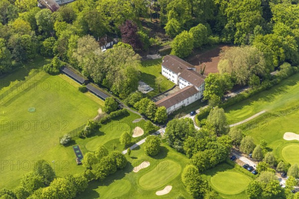 Aerial view, Herdecke education centre, Ostende, Herdecke, Ruhr area, North Rhine-Westphalia, Germany, DE, Europe, aerial view, aerial photography, aerial photography, Ostender Weg, park, overview, bird's-eye view, further education, birds-eyes view, overview