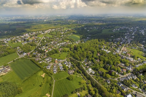Aerial view, golf course golfing in Herdecke, local view Ahlenberg, Herdecke, Ruhr area, North Rhine-Westphalia, Germany, DE, Europe, golf, golf course, golf club, golf course, golf meadow, aerial view, aerial photography, aerial photography, overview, bird's-eye view, overview