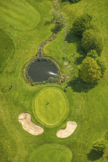 Aerial photo, golf course golfing in Herdecke, Ahlenberg, Herdecke, Ruhr area, North Rhine-Westphalia, Germany, DE, Europe, golf, golf course, golf club, golf course, golf meadow, aerial view, aerial photography, aerial photography, overview, bird's-eye view, overview