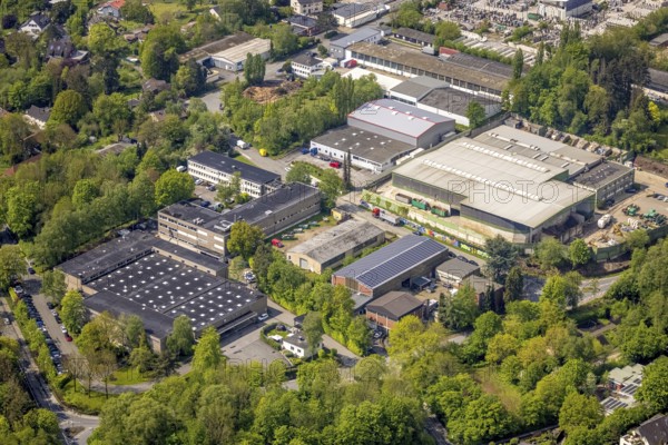 Aerial view, industrial estate Loerfeldstraße, Ahlenberg, Herdecke, Ruhr area, North Rhine-Westphalia, Germany, AHE GmbH, DE, Europe, commercial enterprises, commercial area, industrial estate, commercial location, commercial use, industrial area, industrial location, aerial photograph, aerial photography, aerial photography, overview, bird's-eye view, Vorberg Recycling, birds-eyes view, overview
