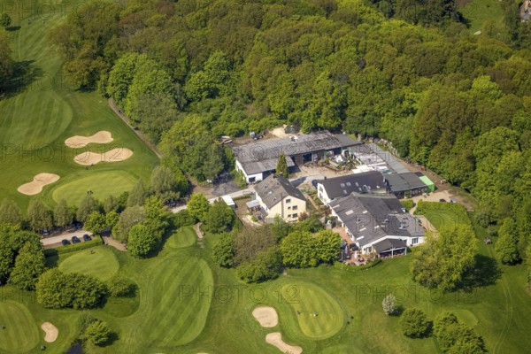 Aerial photo, golf course golfing in Herdecke, Ahlenberg, Herdecke, Ruhr area, North Rhine-Westphalia, Germany, DE, Europe, golf, golf course, golf club, golf course, golf meadow, aerial view, aerial photography, aerial photography, overview, bird's-eye view, overview