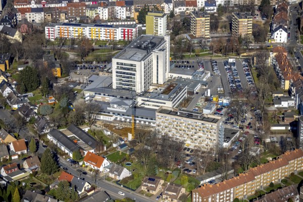 Aerial view, Marienhospital Herne, Herne-Süd, Herne, Ruhr area, North Rhine-Westphalia, Germany, DE, Europe, Hölkeskampring, aerial view, aerial photography, aerial photography, overview, bird's-eye view, overview