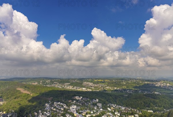Aerial photo, clouds over Herdecke, Westende, Herdecke, Ruhr area, North Rhine-Westphalia, Germany, DE, Europe, distant view, aerial view, aerial photography, aerial photography, aerial view, overview, bird's-eye view, cloud formation, birds-eyes view, overview