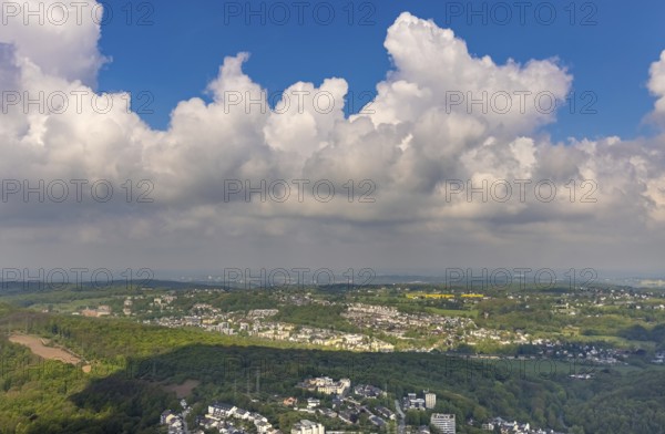 Aerial photo, clouds over Herdecke, Westende, Herdecke, Ruhr area, North Rhine-Westphalia, Germany, DE, Europe, distant view, aerial view, aerial photography, aerial photography, aerial view, overview, bird's-eye view, cloud formation, birds-eyes view, overview