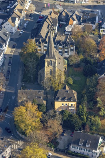 Aerial view, St. Philippus and Jakobus Church in Herdecke, Ruhr area, North Rhine-Westphalia, Germany, place of worship, DE, Europe, religious community, place of worship, holy site, Herdecke, church, parish, denomination, aerial view, aerial photography, aerial photography, religion, religious site, overview, bird's-eye view, overview