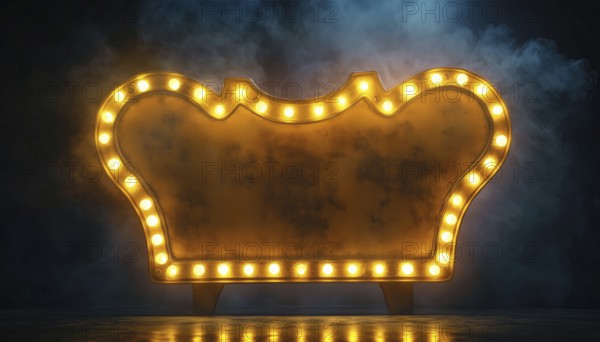 Vintage Lightbox With Glowing Bulb In Antique Shape Marquee And Yellow Retro Frame: A Nostalgic Addition To Your Home Decor, AI generated