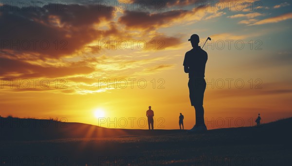 Sunshine Golfing Men: A Group Of Male Golfers Enjoying A Sunny Day Out On The Golf Course, Playing Their Favorite Sport, AI generated