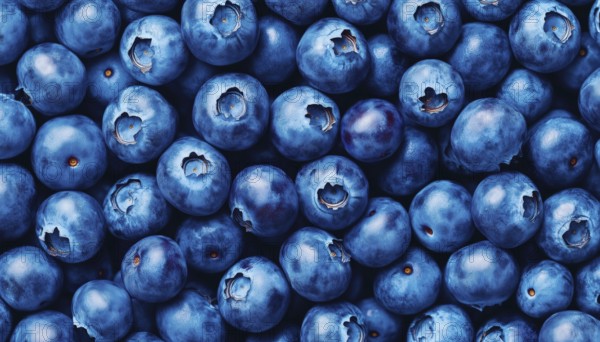 Hand-Drawn Blueberry Pattern: Endless Juicy Blueberries For Healthy Nutrition. Fresh Forest Berries In A Delicious And Edible Design, AI generated