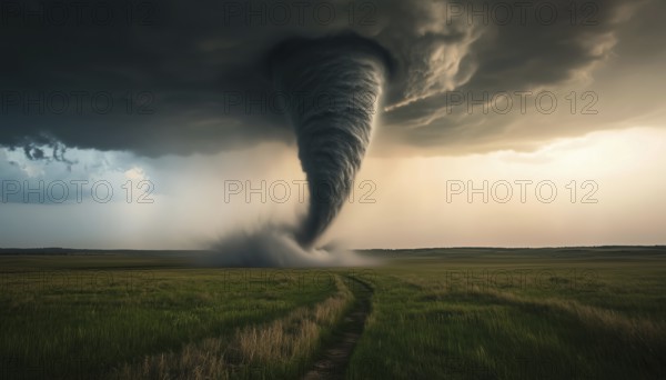 Tornado On A White Transformed Into A Fierce Storm Encapsulated Against A Backdrop Of Pure White Innocence. The Swirling Chaos Envelops, AI generated
