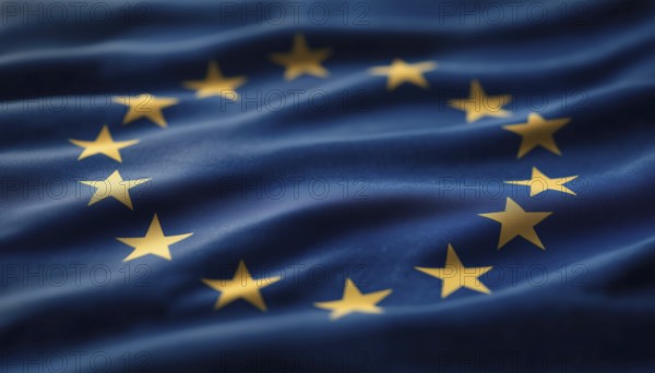 Iconic European Union Logo: Flag Of The Eu Featuring Circular Stars. Symbol Of Unity And Progress For Member Countries, AI generated