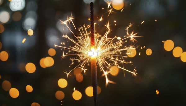 Celebratory New Year'S Eve Sparkler Burning Brightly And Bringing Joy To All In Attendance, AI generated