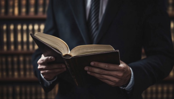 Attorney Engrossed In Reading A Book: Legal Professional Deeply Focused On Literature For Relaxation And Personal Enjoyment During Downtime, AI generated