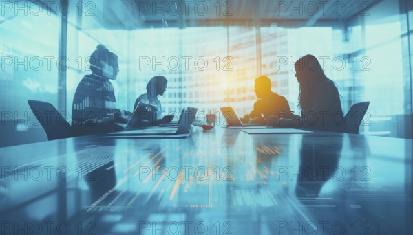 Successful Business Team Collaborating In Meeting Room: Utilizing Charts And Graphs For Effective Business Planning Through Teamwork, AI generated