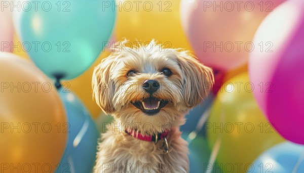 Adorable Pet Birthday Card For My Beloved Dog: A Celebration With Balloons And Love, AI generated