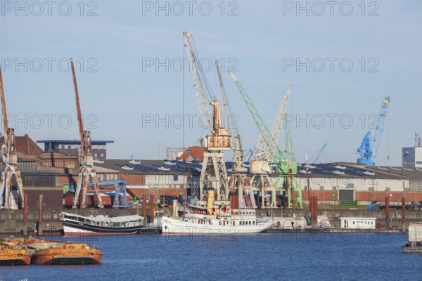 German Harbour Museum with traditional skis in the Hansa Harbour, Veddel, Hamburg, Germany