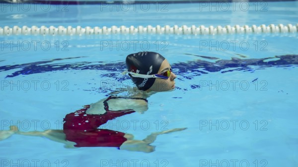Turkish Paralympic champion swimmer Sevlay Öztürk trains in a swimming pool in Gaziantep, Türkiye, January 15, 2024, Gaziantep, Gaziantep, Türkiye
